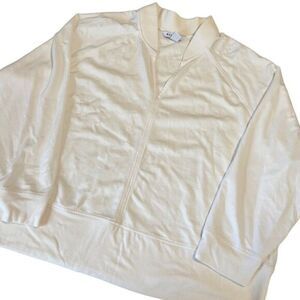 Athleta Ivory Long Sleeves Blade Collar V Neck Pullover Sweatshirt Size 3X‎